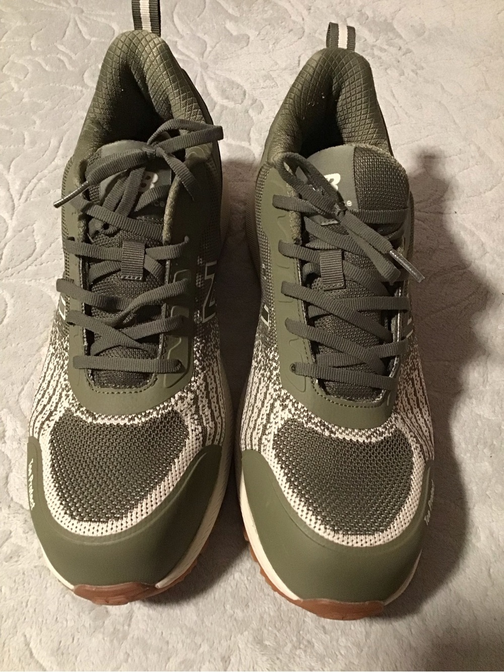 New Balance Olive Green and White Men's Sneakers- men’s size 10